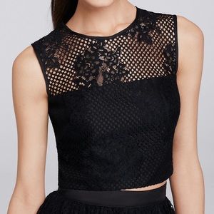 Cynthia Rowley Black Lace Crop Top